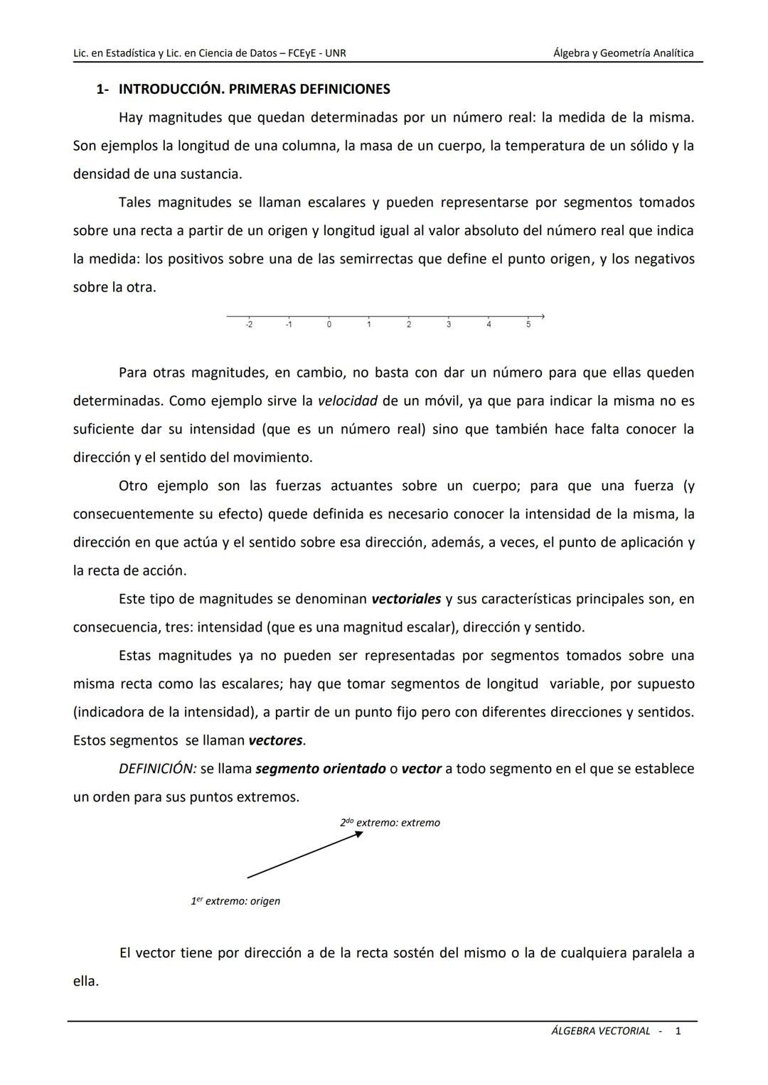 # ÁLGEBRA VECTORIAL
Universidad Nacional de Rosario
Facultad de Ciencias Económicas y Estadística
Carreras: Licenciatura en Estadística -