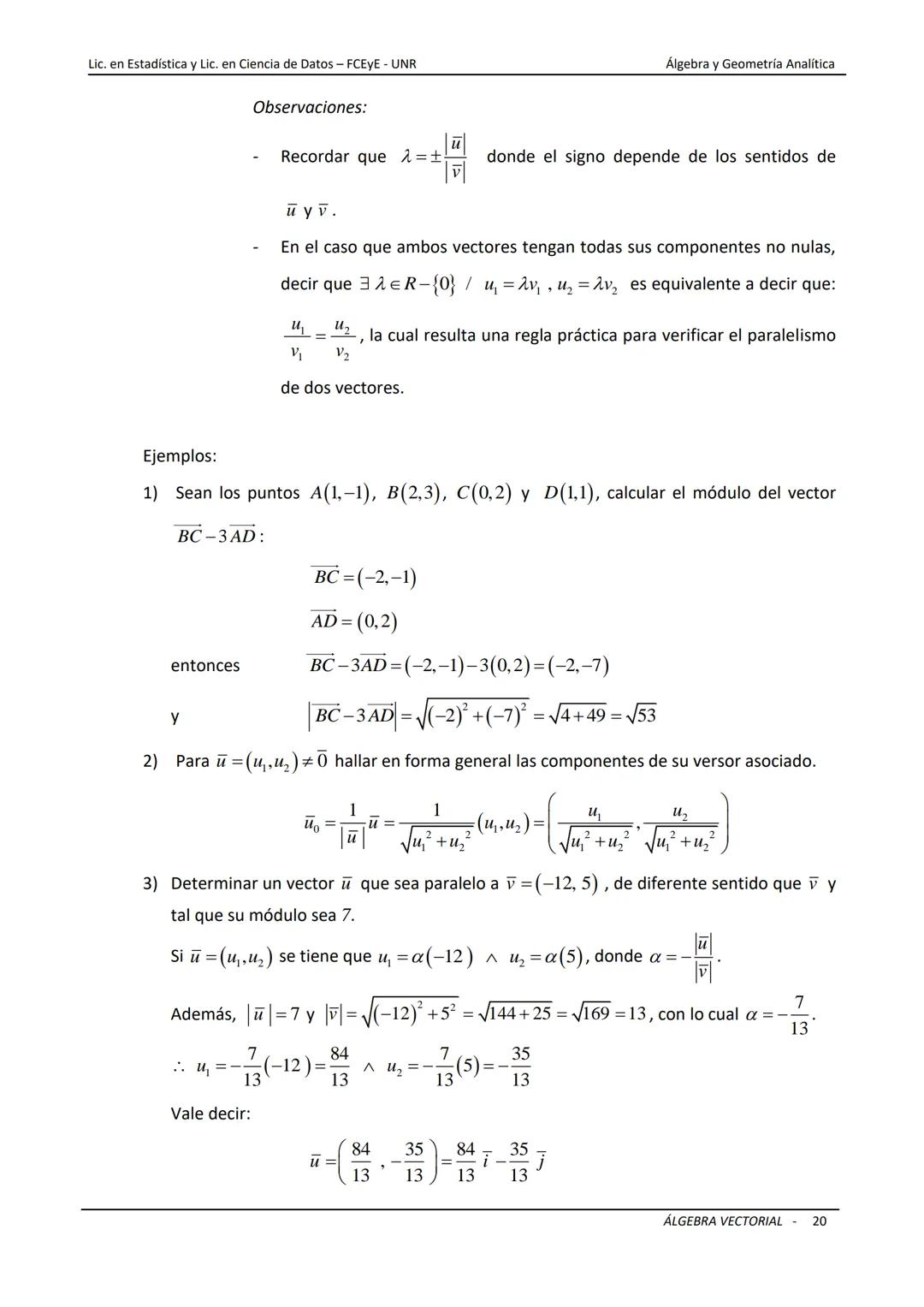 # ÁLGEBRA VECTORIAL
Universidad Nacional de Rosario
Facultad de Ciencias Económicas y Estadística
Carreras: Licenciatura en Estadística -