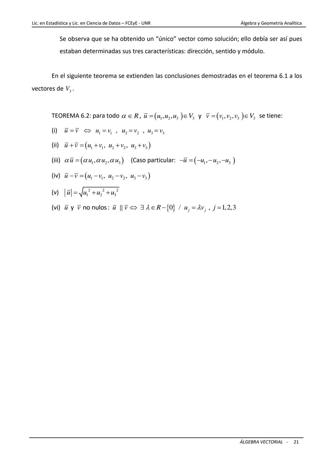 # ÁLGEBRA VECTORIAL
Universidad Nacional de Rosario
Facultad de Ciencias Económicas y Estadística
Carreras: Licenciatura en Estadística -