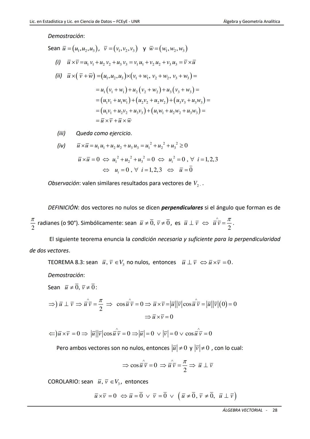 # ÁLGEBRA VECTORIAL
Universidad Nacional de Rosario
Facultad de Ciencias Económicas y Estadística
Carreras: Licenciatura en Estadística -