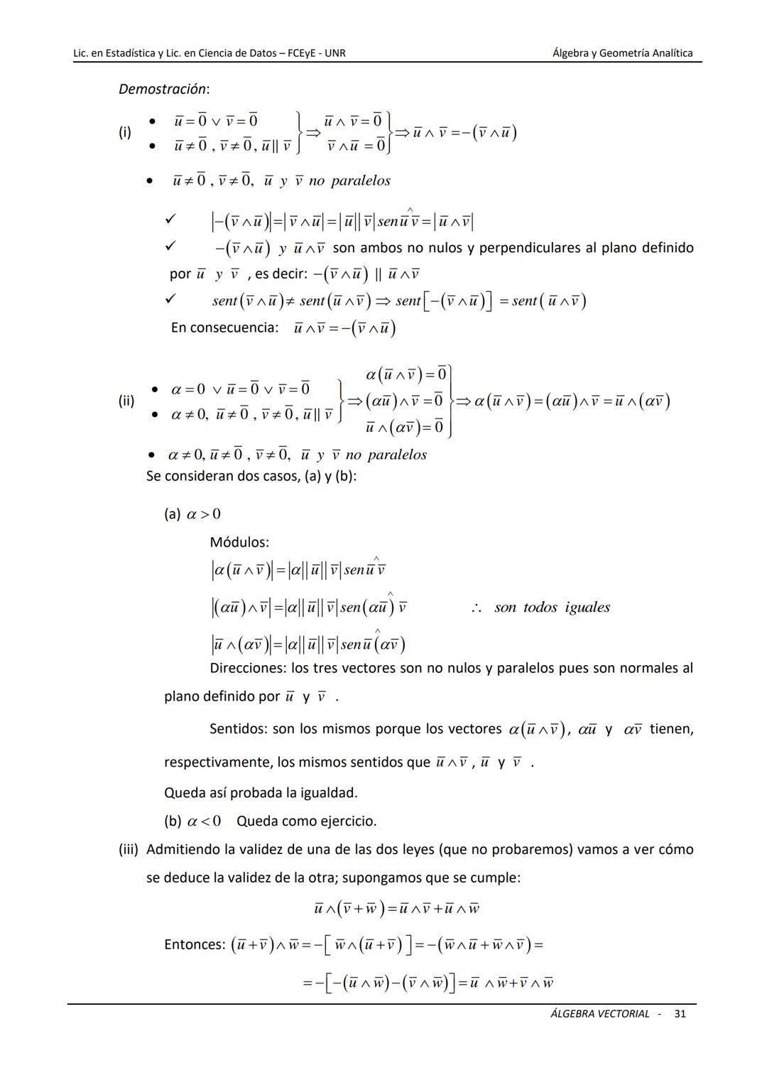 # ÁLGEBRA VECTORIAL
Universidad Nacional de Rosario
Facultad de Ciencias Económicas y Estadística
Carreras: Licenciatura en Estadística -