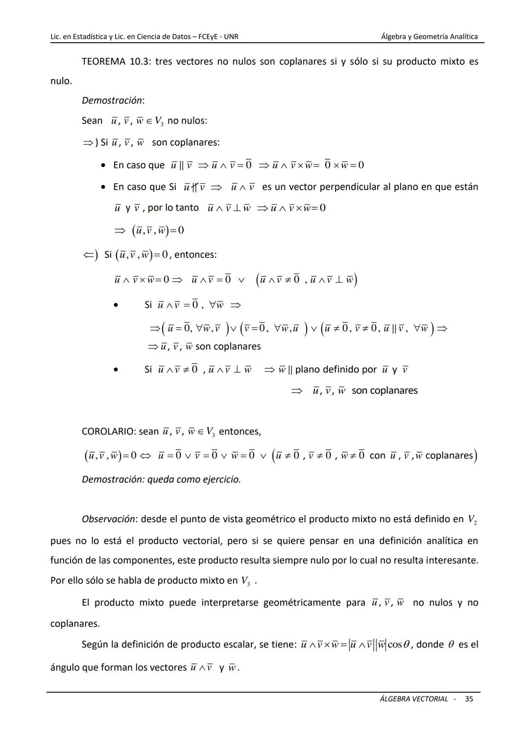# ÁLGEBRA VECTORIAL
Universidad Nacional de Rosario
Facultad de Ciencias Económicas y Estadística
Carreras: Licenciatura en Estadística -