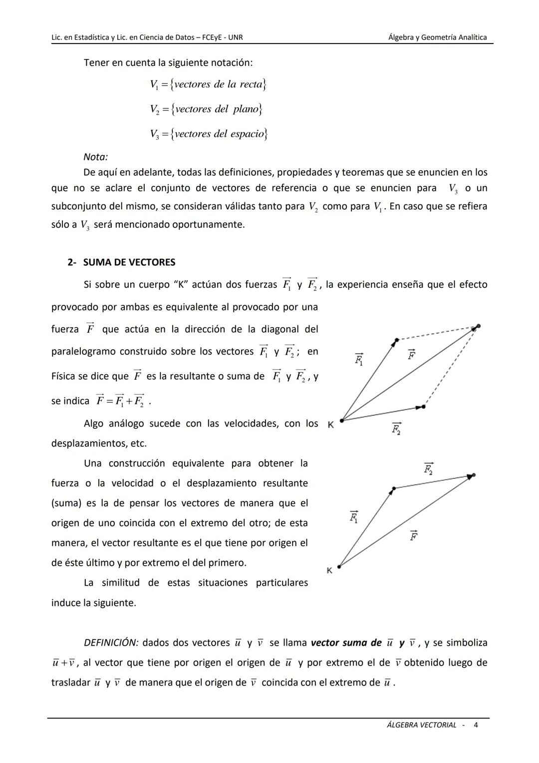 # ÁLGEBRA VECTORIAL
Universidad Nacional de Rosario
Facultad de Ciencias Económicas y Estadística
Carreras: Licenciatura en Estadística -