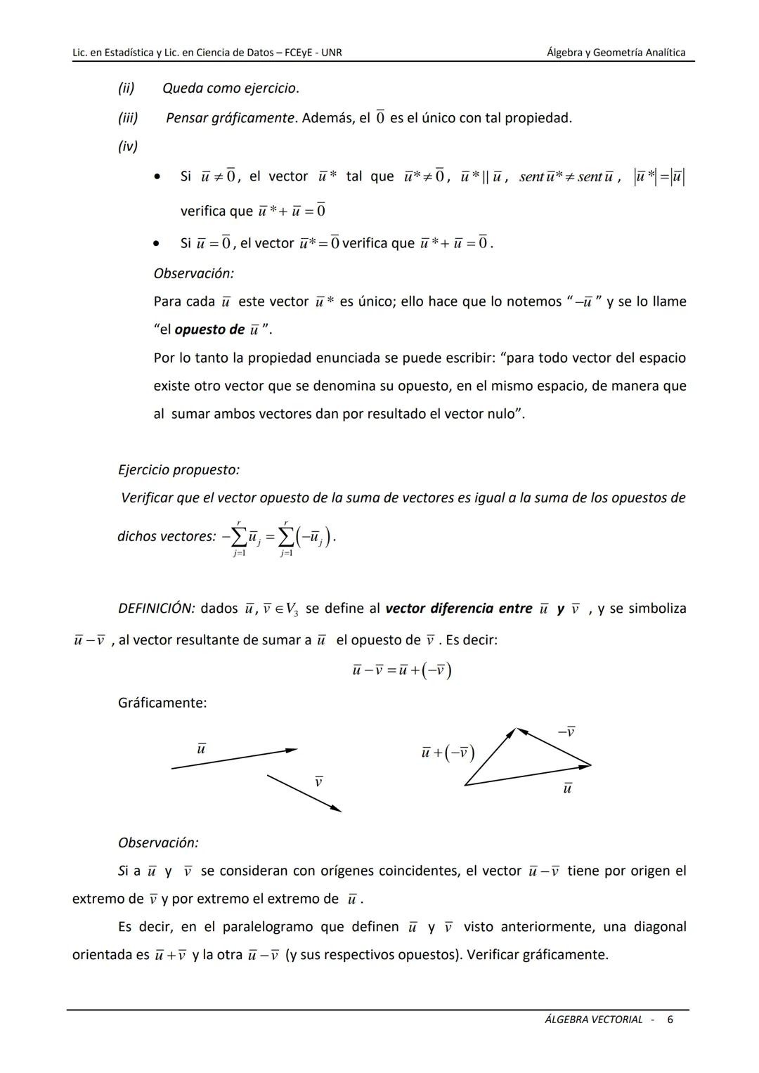# ÁLGEBRA VECTORIAL
Universidad Nacional de Rosario
Facultad de Ciencias Económicas y Estadística
Carreras: Licenciatura en Estadística -