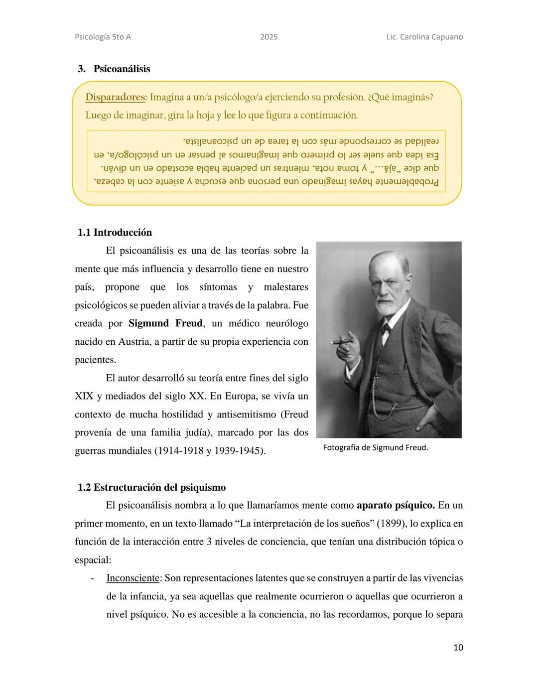 Psicología 5to A
2025
Lic. Carolina Capuano
Unidad 2: Teorías sobre la mente
En esta unidad, recorreremos 4 teorías que desde su perspectiva