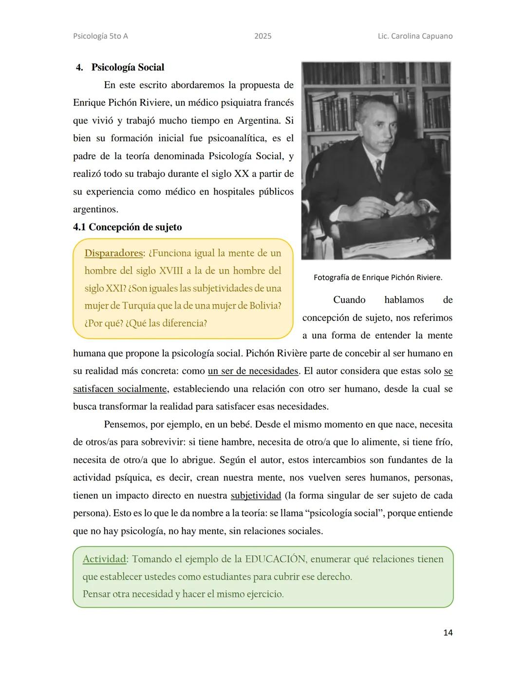 Psicología 5to A
2025
Lic. Carolina Capuano
Unidad 2: Teorías sobre la mente
En esta unidad, recorreremos 4 teorías que desde su perspectiva