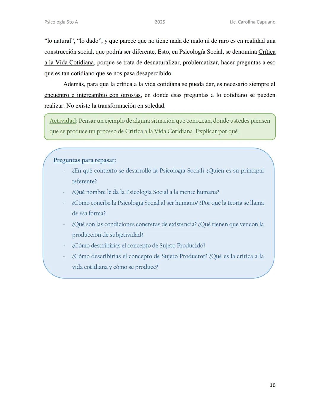 Psicología 5to A
2025
Lic. Carolina Capuano
Unidad 2: Teorías sobre la mente
En esta unidad, recorreremos 4 teorías que desde su perspectiva