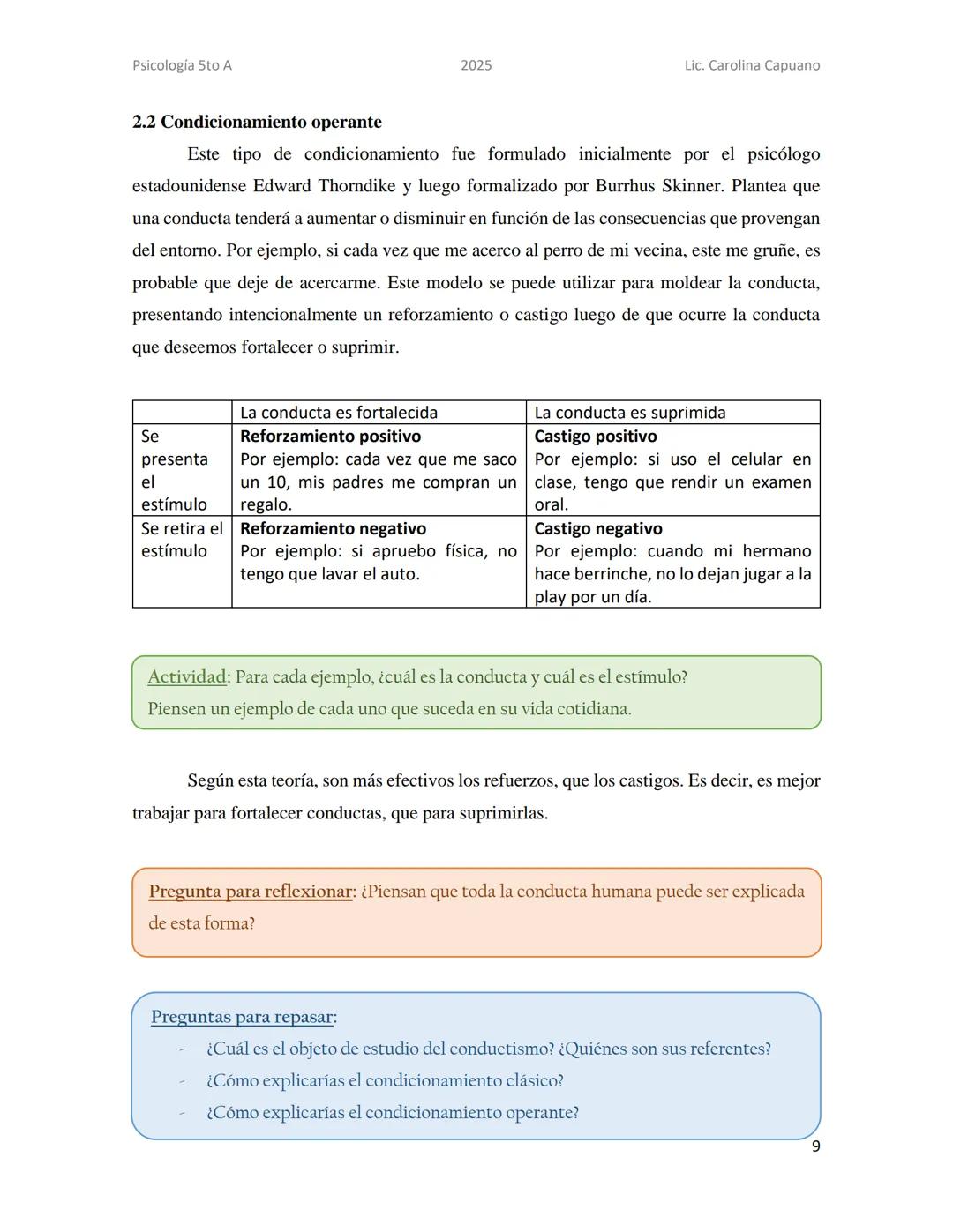Psicología 5to A
2025
Lic. Carolina Capuano
Unidad 2: Teorías sobre la mente
En esta unidad, recorreremos 4 teorías que desde su perspectiva