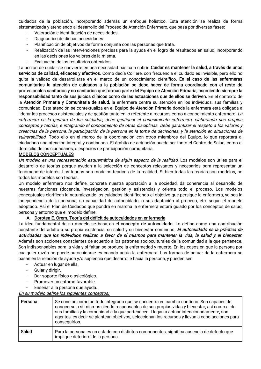 EJE 1: FUNDAMENTO DEL CUIDADO DE ENFERMERÍA
Tema 1: Enfermería en Salud y Enfermedad
El profesional de enfermería debe considerar al individ