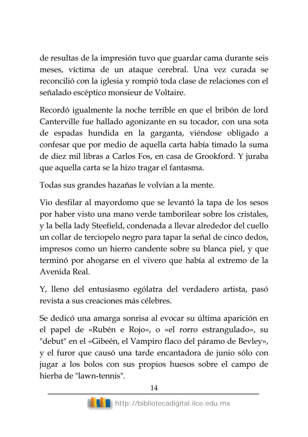 OBRAS CLÁSICAS DE SIEMPRE
El fantasma de
Canterville
Oscar Wilde
(1854-1900) # El FANTASMA DE CANTERVILLE
OSCAR WILDE
ÍNDICE
I.  ........