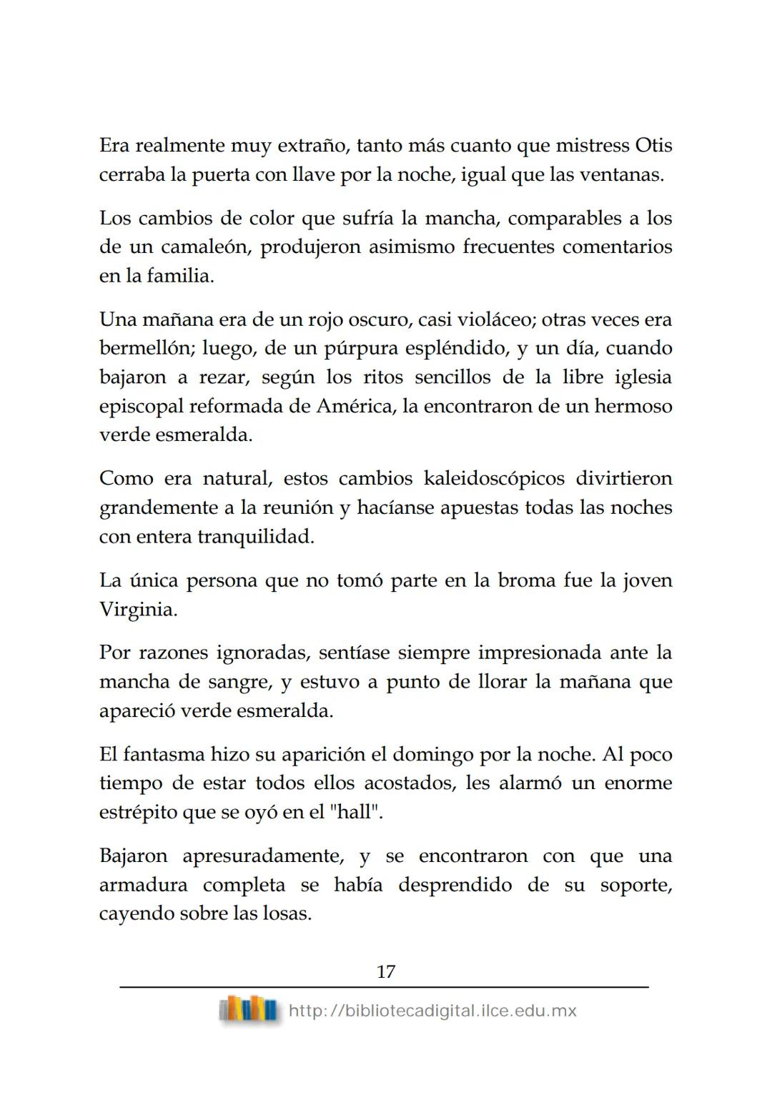OBRAS CLÁSICAS DE SIEMPRE
El fantasma de
Canterville
Oscar Wilde
(1854-1900) # El FANTASMA DE CANTERVILLE
OSCAR WILDE
ÍNDICE
I.  ........