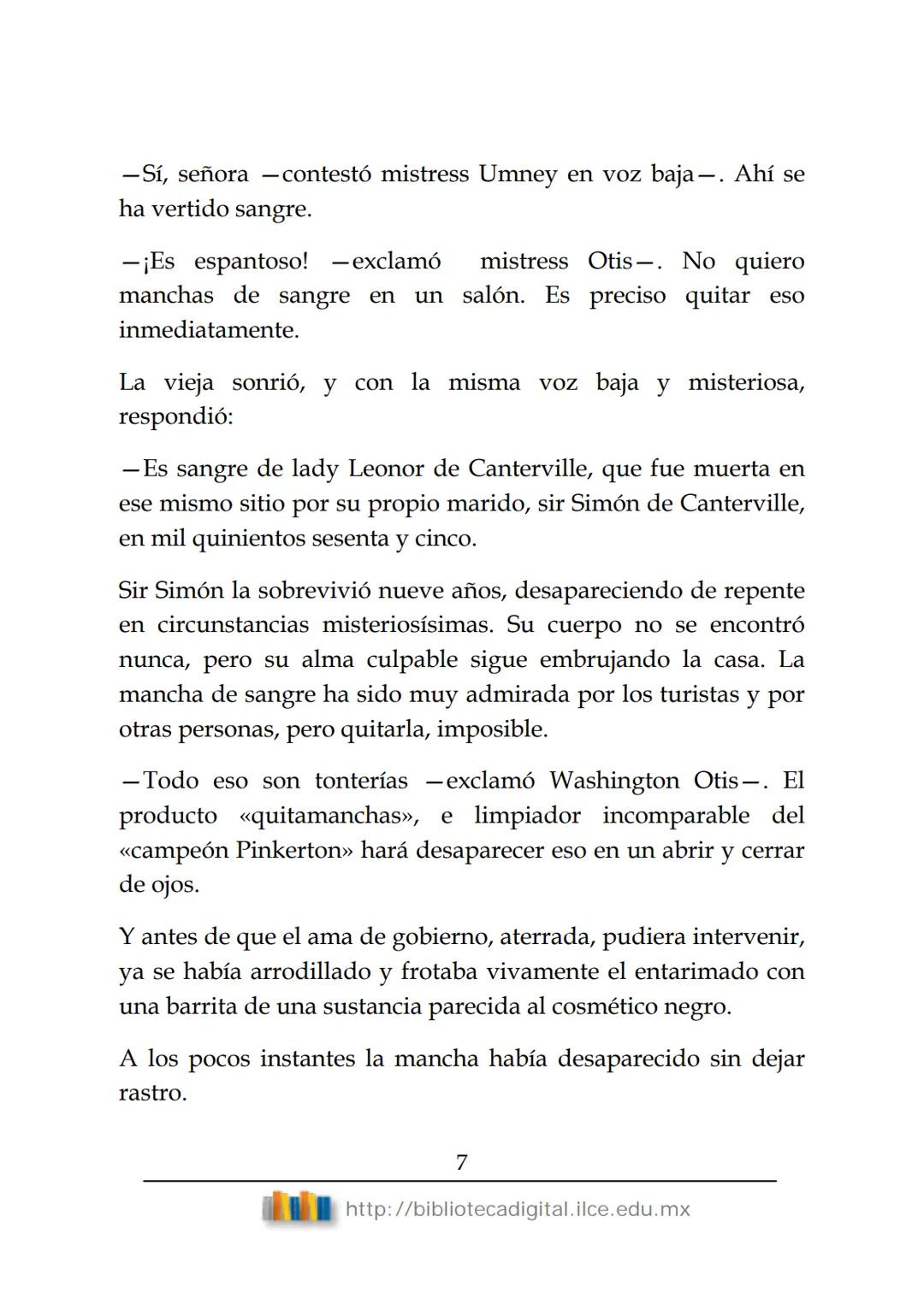 OBRAS CLÁSICAS DE SIEMPRE
El fantasma de
Canterville
Oscar Wilde
(1854-1900) # El FANTASMA DE CANTERVILLE
OSCAR WILDE
ÍNDICE
I.  ........