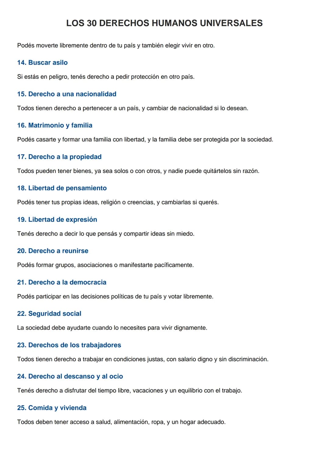LOS 30 DERECHOS HUMANOS UNIVERSALES
1. Todos hemos nacido libres e iguales
Todas las personas nacen con los mismos derechos y libertades, si