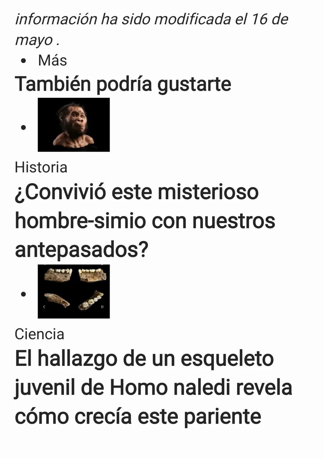 Los conceptos básicos de
la evolución humana
Con el reciente
descubrimiento del 'Homo
Naledi', posiblemente venga
bien recapitular acerca de