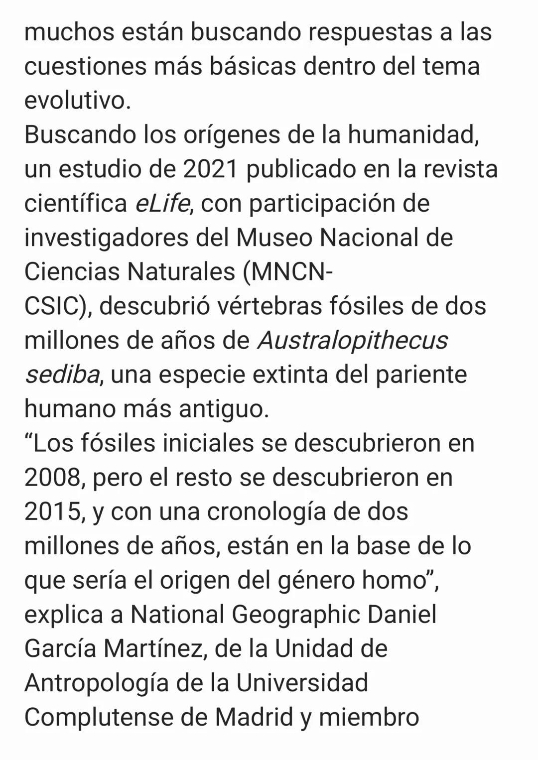 Los conceptos básicos de
la evolución humana
Con el reciente
descubrimiento del 'Homo
Naledi', posiblemente venga
bien recapitular acerca de