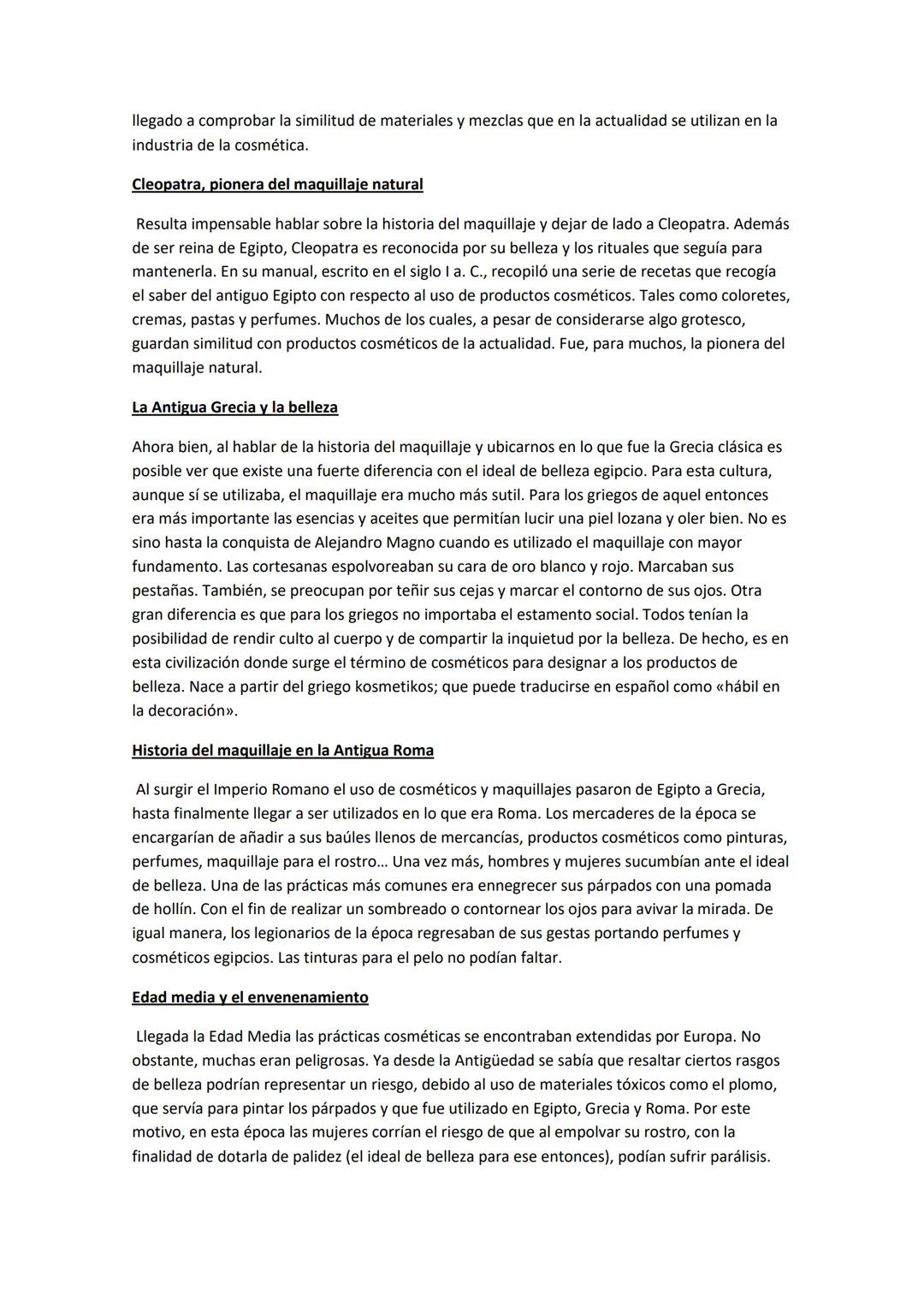 PRÁCTICAS ARTÍSTICAS
3°6°
Historia del Maquillaje
Todo tiene un origen y el mundo de los cosméticos no escapa de ello. La historia del maqui