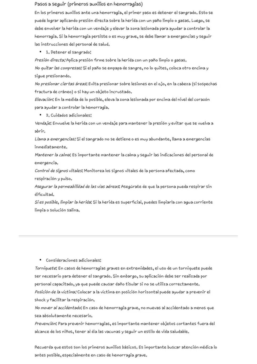 Pasos a seguir (primeros auxilios en hemorragias)
En los primeros auxilios ante una hemorragia, el primer paso es detener el sangrado. Esto