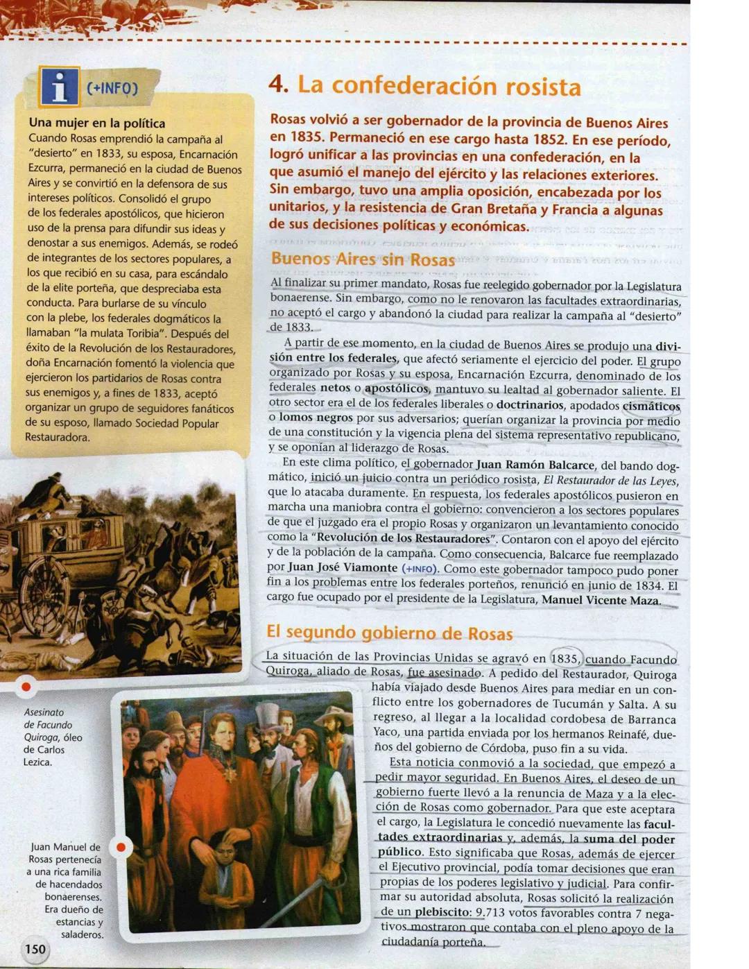 # (+INFO)
Una mujer en la política
Cuando Rosas emprendió la campaña al
"desierto" en 1833, su esposa, Encarnación
Ezcurra, permaneció en la