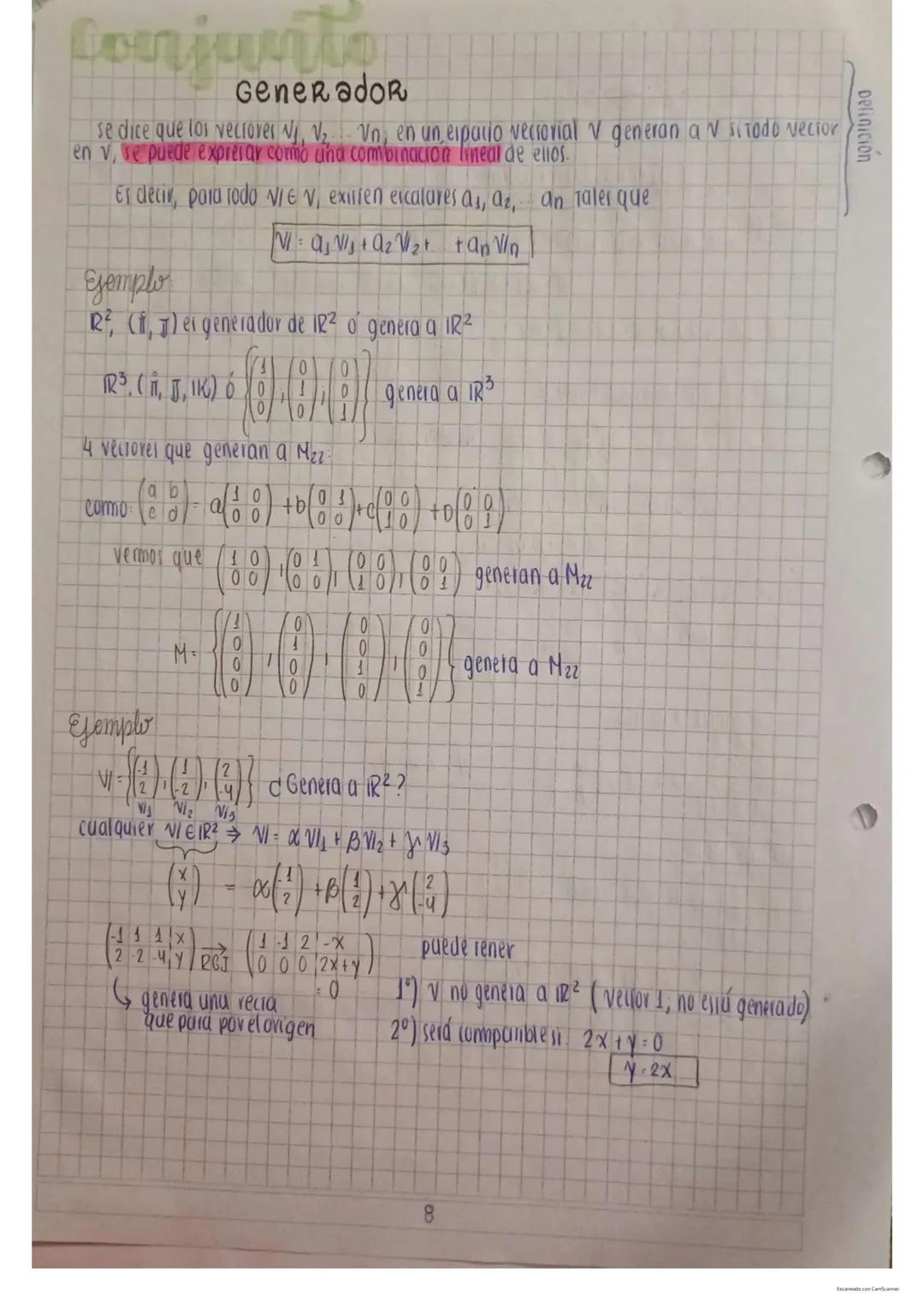 Espacios vectoriales:
Definición de espacios vectoriales cambio de base
- axiomas
- Teorema
Subespacio vectorial (definición).
Teorema
-Cond