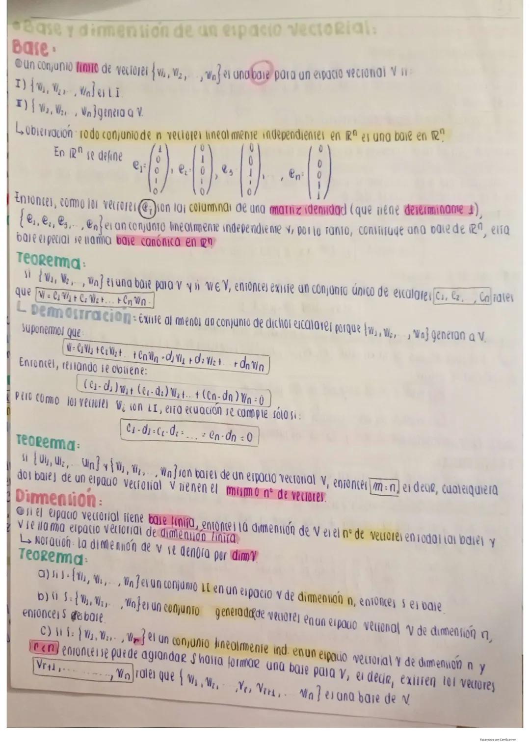 Espacios vectoriales:
Definición de espacios vectoriales cambio de base
- axiomas
- Teorema
Subespacio vectorial (definición).
Teorema
-Cond
