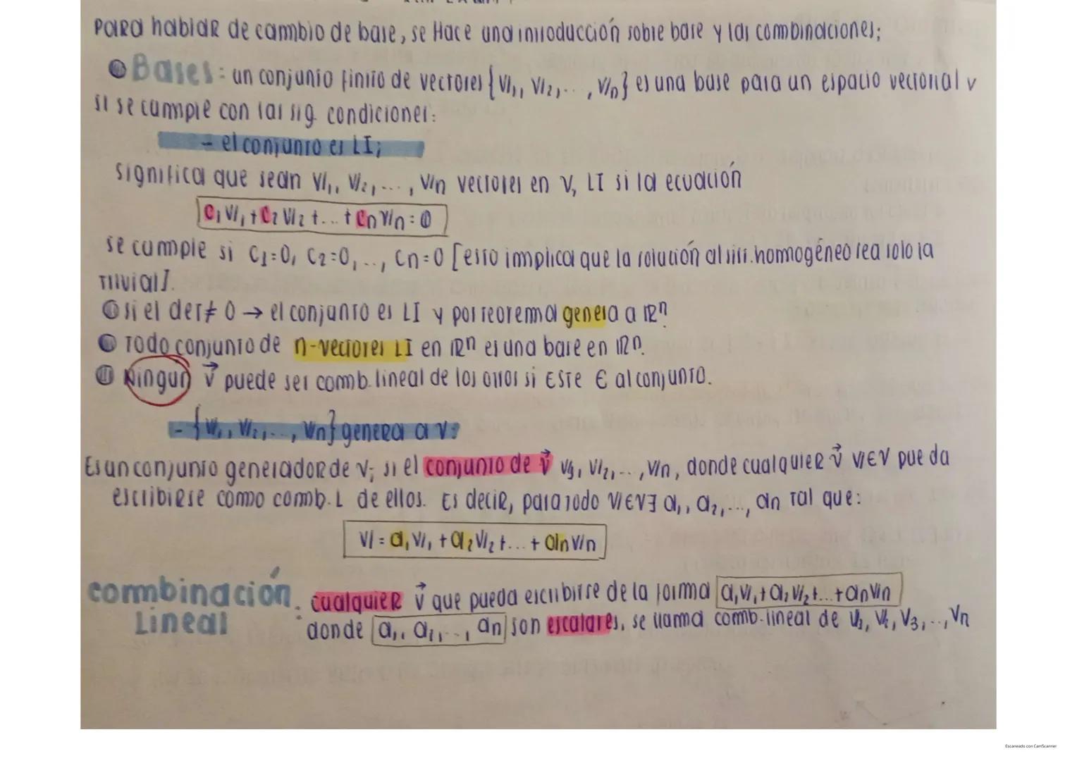 Espacios vectoriales:
Definición de espacios vectoriales cambio de base
- axiomas
- Teorema
Subespacio vectorial (definición).
Teorema
-Cond