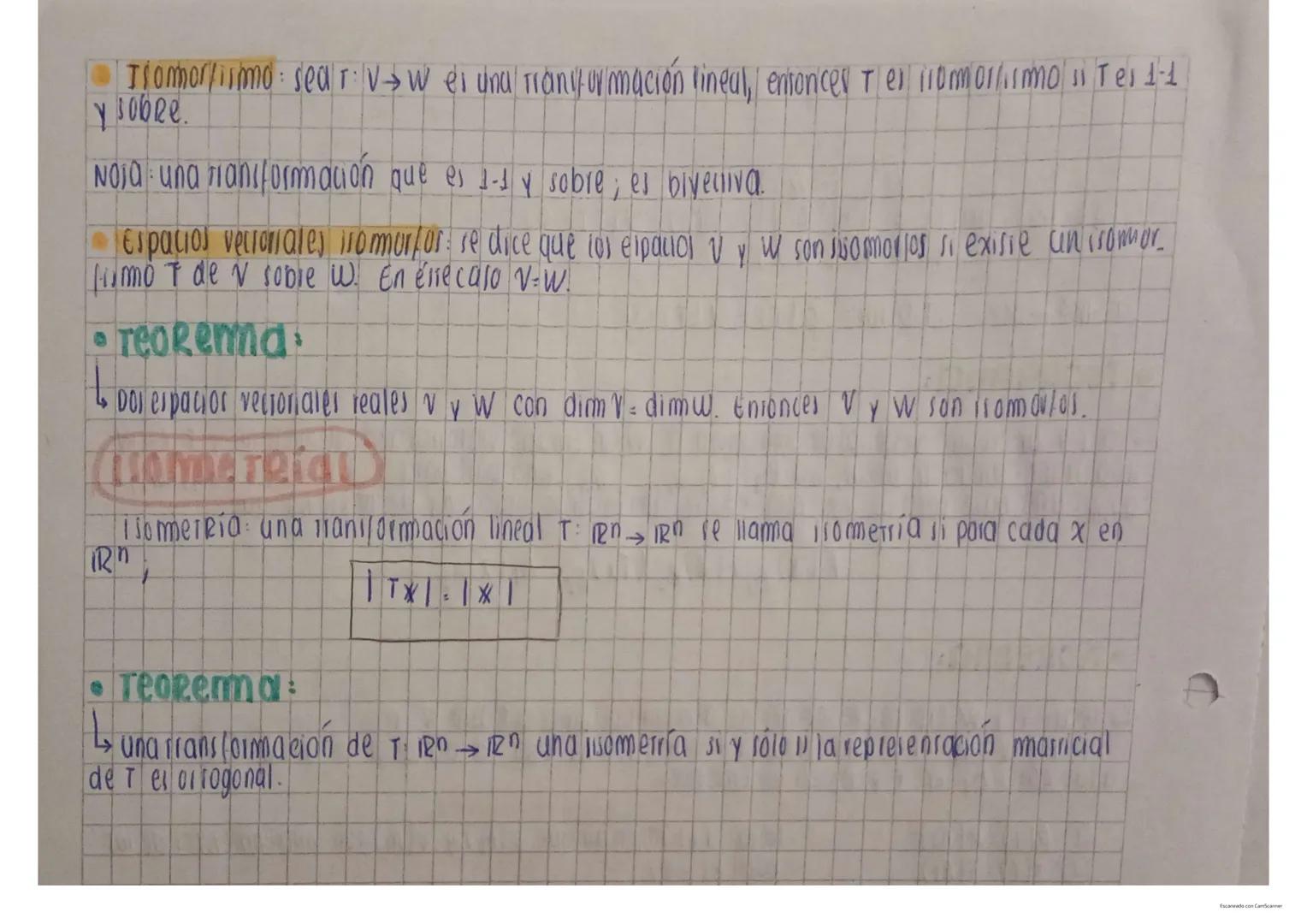 ## Transformación Lineal
**Definición:** Tenemos 2 espacios vectoriales reales *V* y *W*. Una transformación lineal *T* de *V* en *W* es un