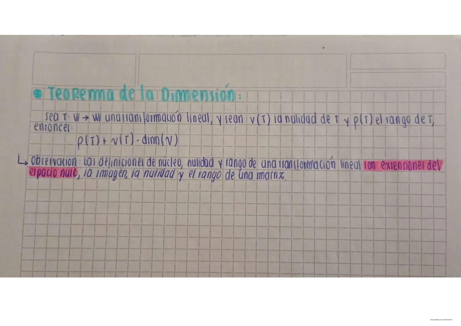 ## Transformación Lineal
**Definición:** Tenemos 2 espacios vectoriales reales *V* y *W*. Una transformación lineal *T* de *V* en *W* es un