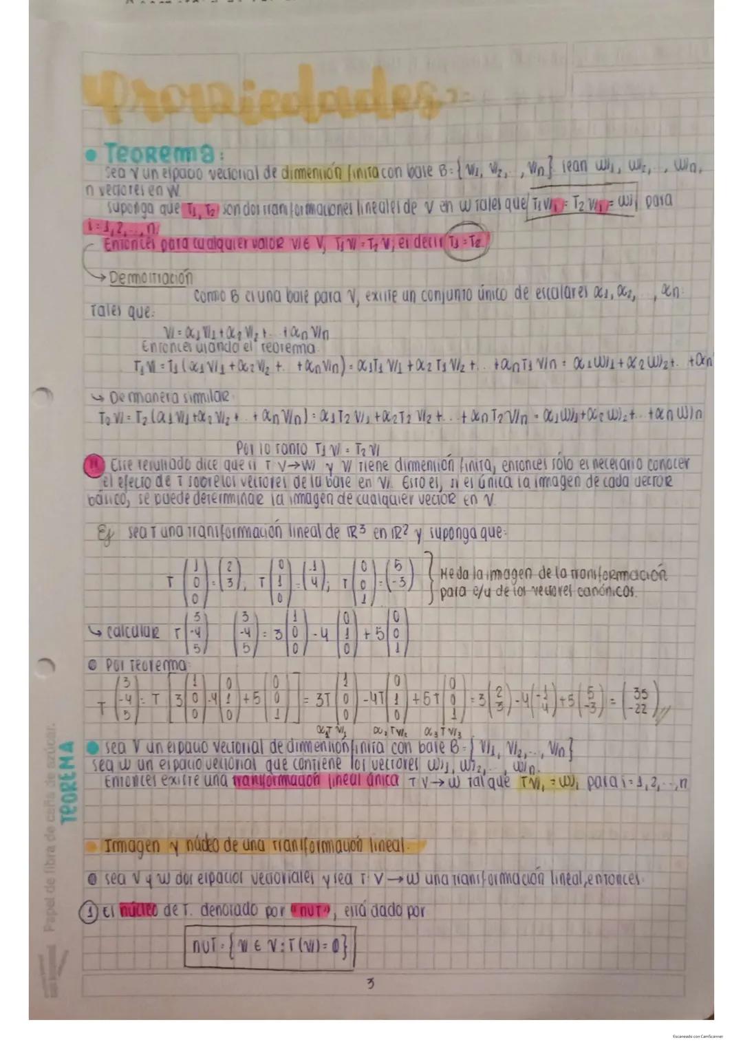 ## Transformación Lineal
**Definición:** Tenemos 2 espacios vectoriales reales *V* y *W*. Una transformación lineal *T* de *V* en *W* es un