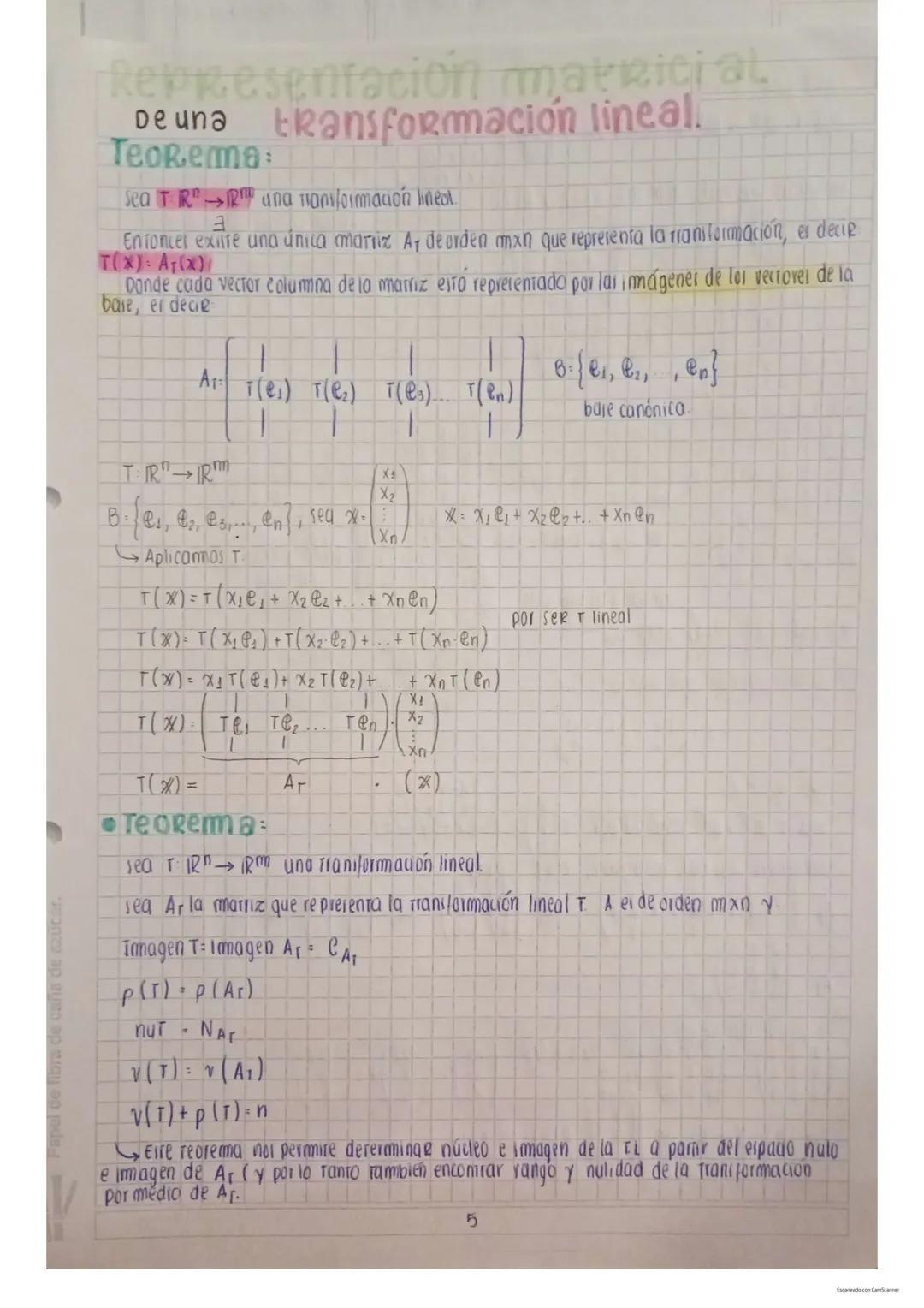 ## Transformación Lineal
**Definición:** Tenemos 2 espacios vectoriales reales *V* y *W*. Una transformación lineal *T* de *V* en *W* es un