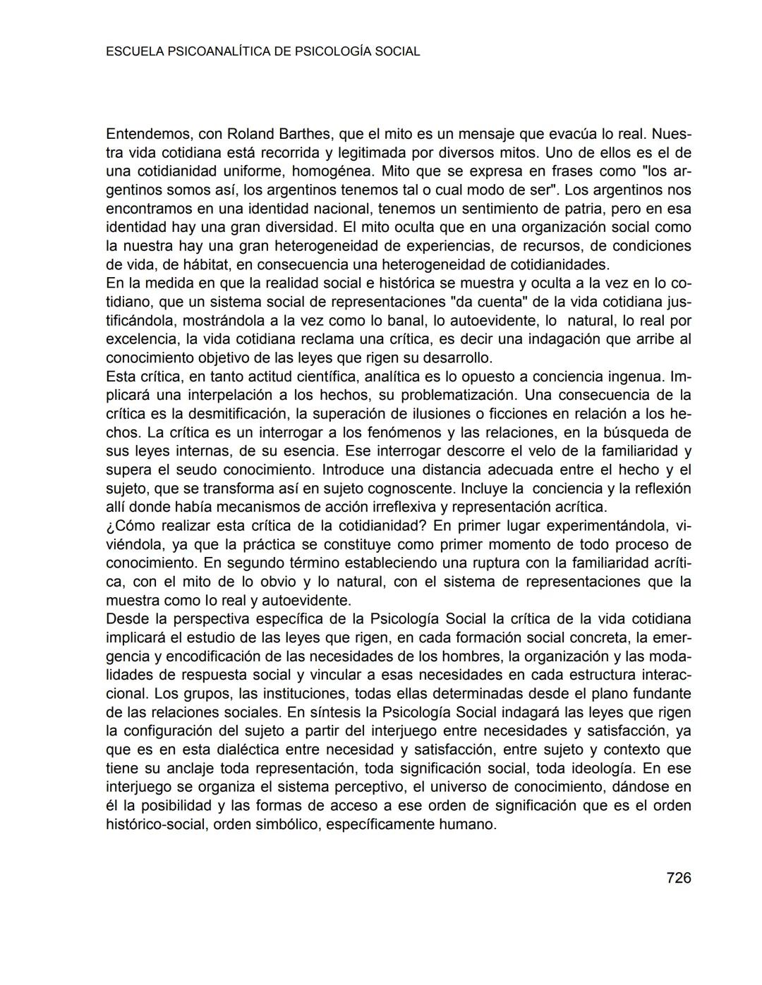 ESCUELA PSICOANALÍTICA DE PSICOLOGÍA SOCIAL
CRÍTICA DE LA VIDA COTIDIANA (II)
PSICOLOGÍA DE LA VIDA COTIDIANA
Enrique Pichon-Rivière
1. CRÍT