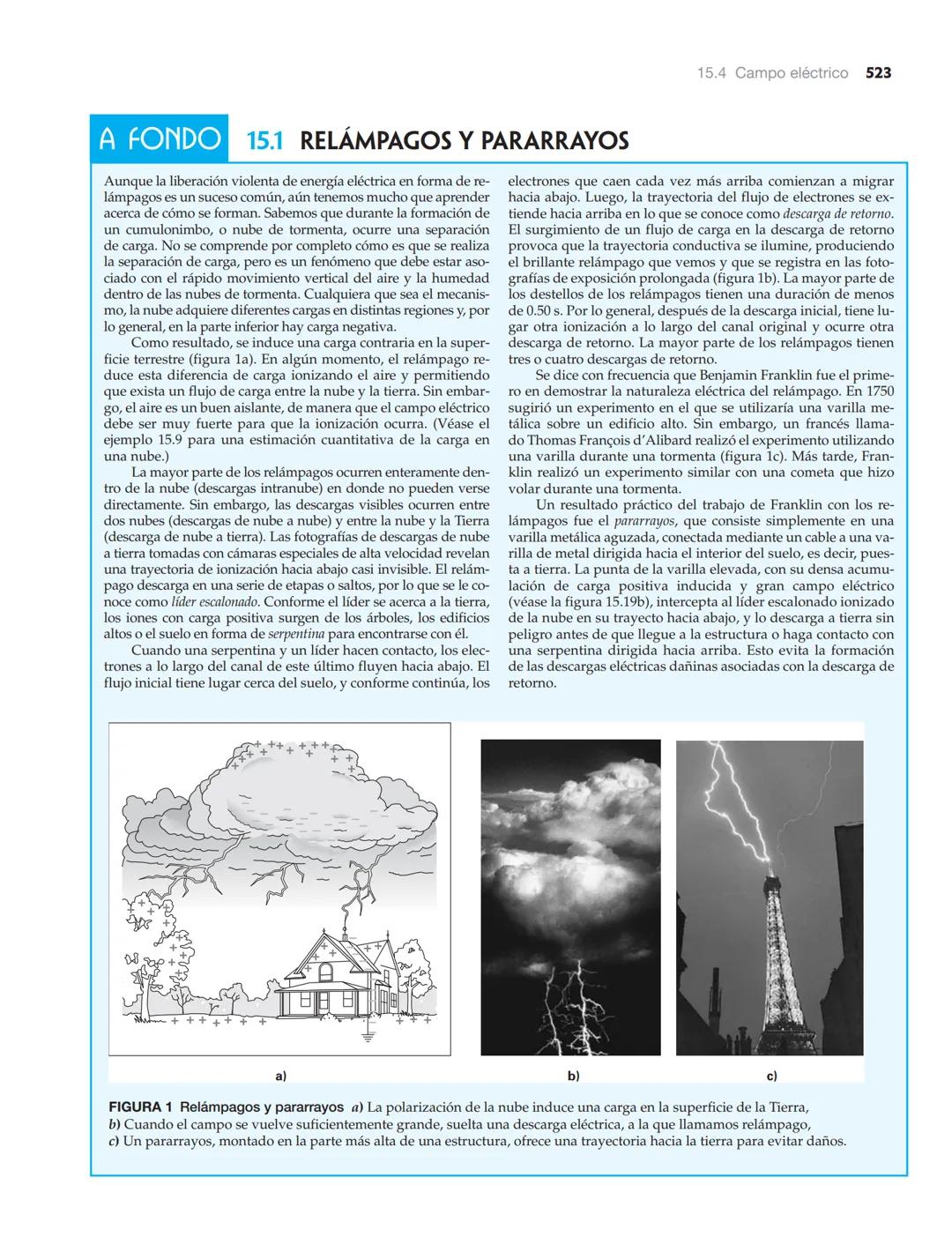 15.4 Campo eléctrico
517
15.4 Campo eléctrico
OBJETIVOS: a) Comprender la definición del campo eléctrico y b) trazar líneas de
campo eléctri