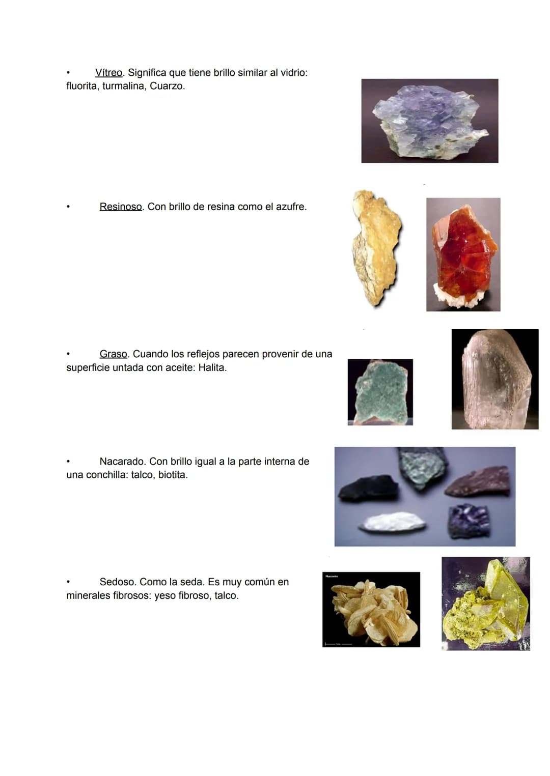 MINERALES
Introducción:
• Mineral: es un sólido homogéneo, generalmente anisótropo, que se presentan de
manera natural y que posee una estru