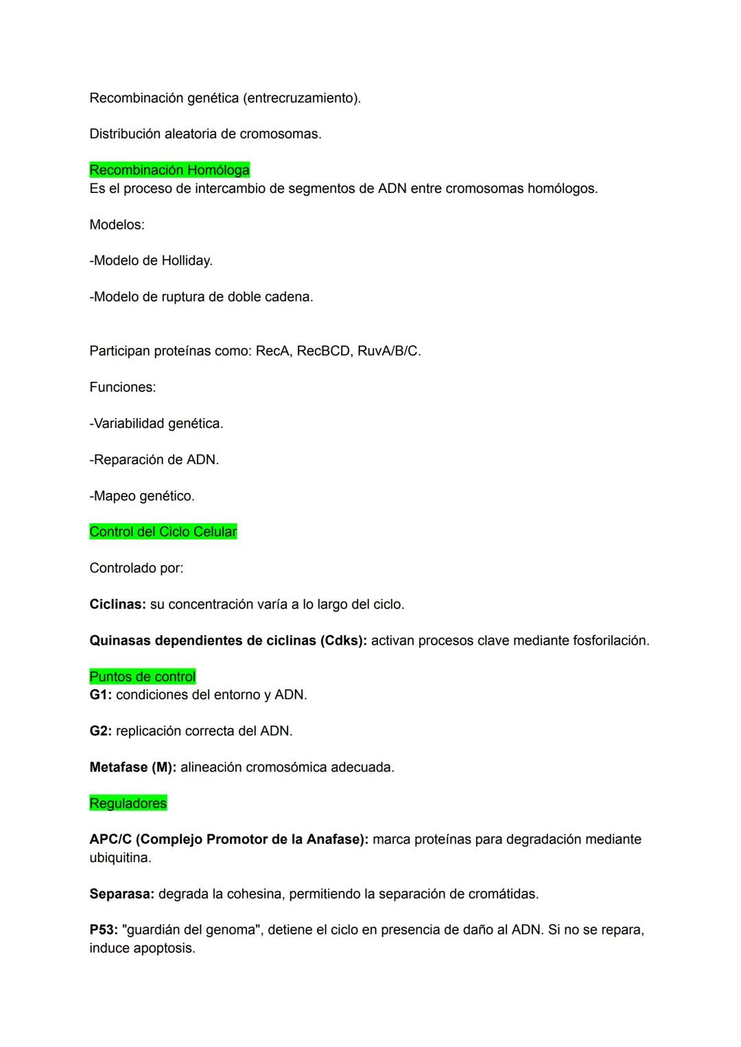 Ciclo celular
Es la secuencia de fases que atraviesa una célula para crecer, duplicarse y dividirse.
Fases:
Interfase (G1, S, G2): crecimien