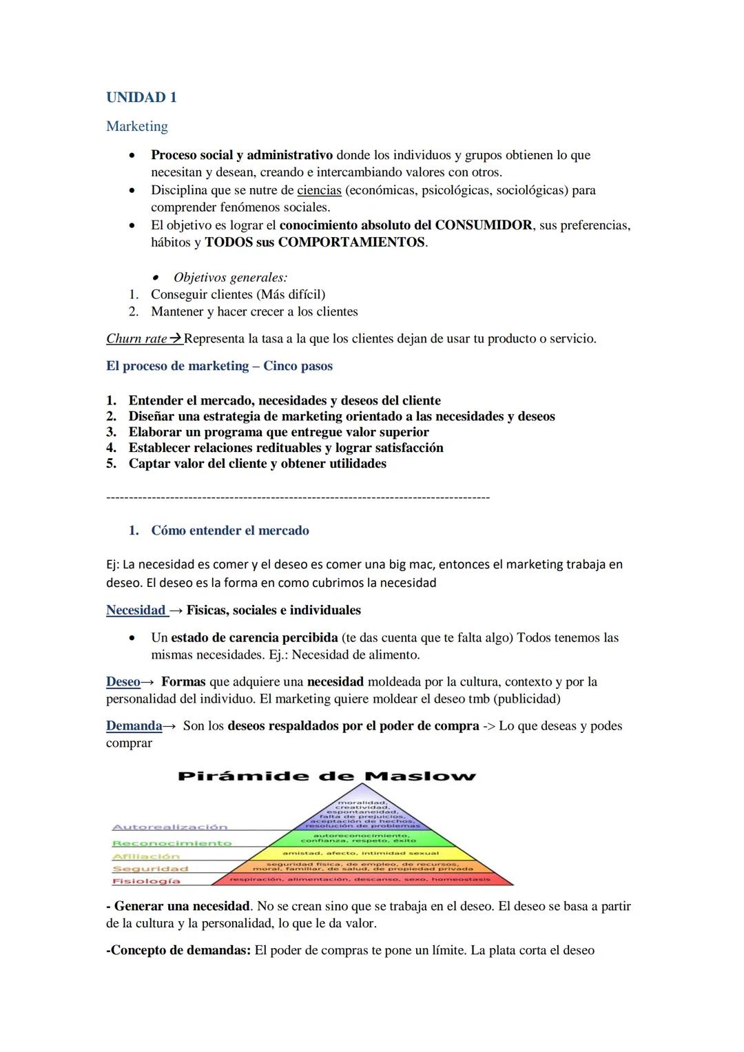UNIDAD 1
Marketing
Proceso social y administrativo donde los individuos y grupos obtienen lo que
ncesitan y desean, creando e intercambiando
