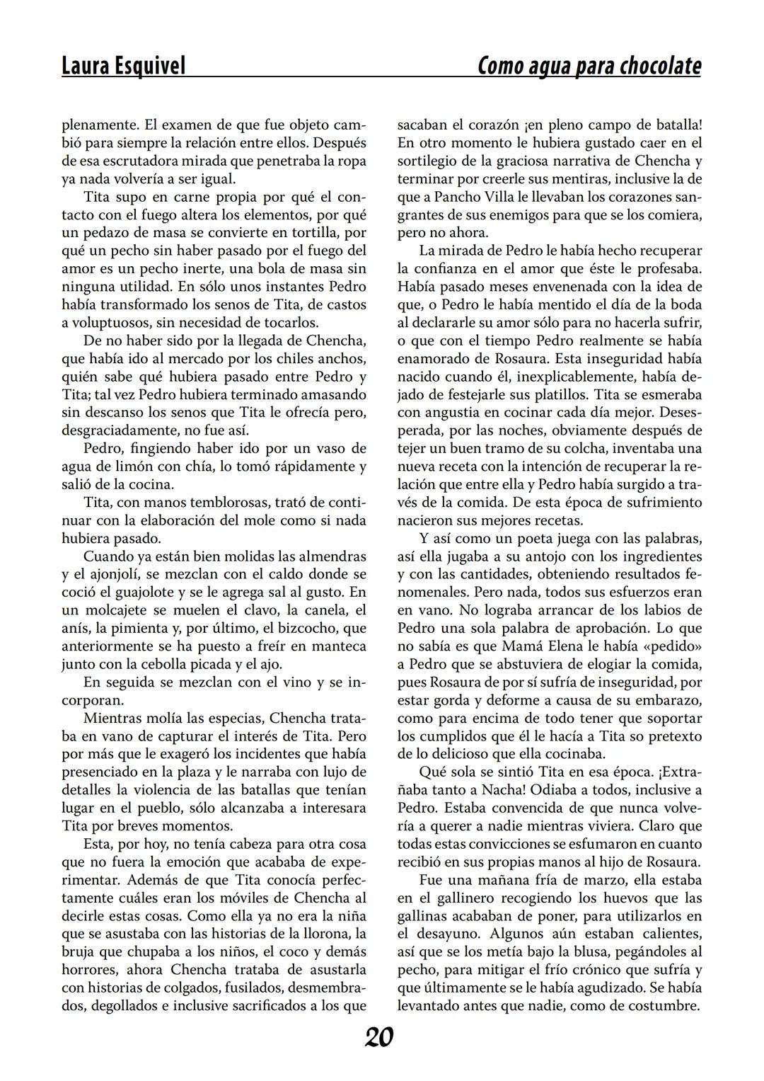 COMO AGUA PARA
CHOCOLATE
LAURA ESQUIVEL
I Enero Tortas de Navidad
INGREDIENTES:
1 lata de sardinas
1½ chorizo
1 cebolla
orégano
1 lata de ch