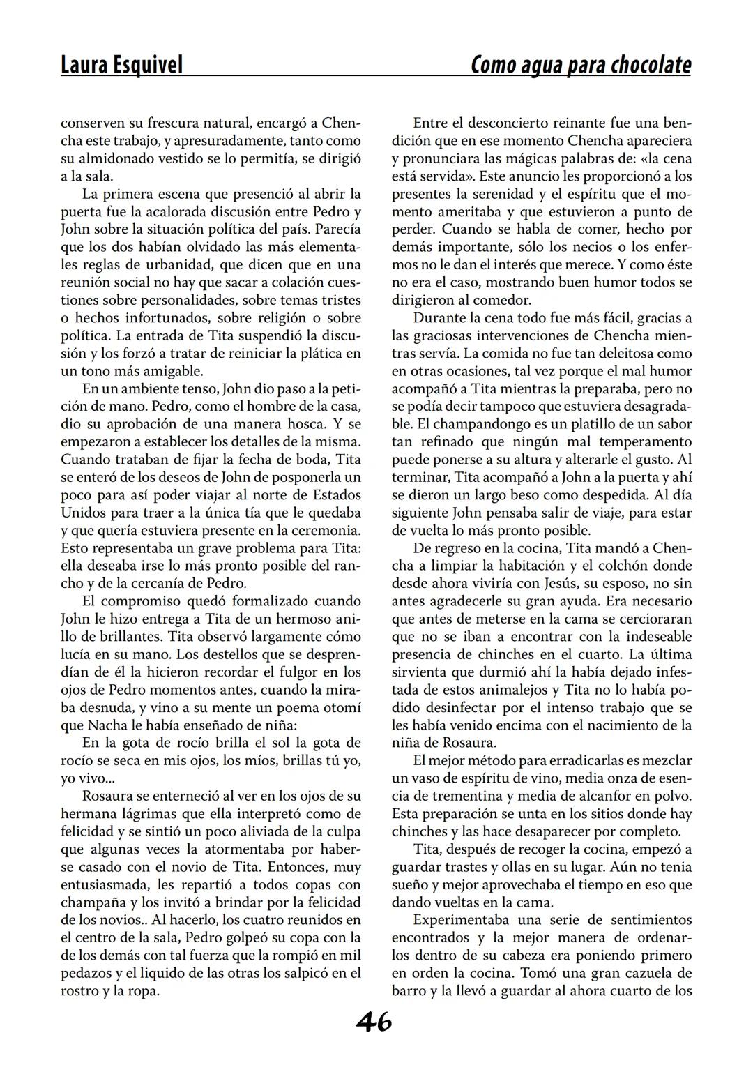 COMO AGUA PARA
CHOCOLATE
LAURA ESQUIVEL
I Enero Tortas de Navidad
INGREDIENTES:
1 lata de sardinas
1½ chorizo
1 cebolla
orégano
1 lata de ch