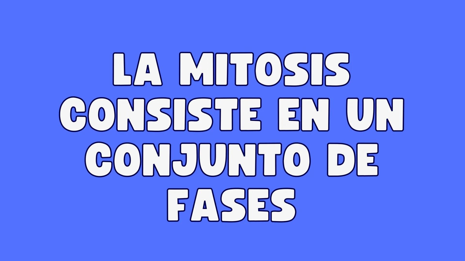 # MITOSIS ¿Qué es la mitosis?
LA MITOSIS ES UN TIPO DE DIVISIÓN CELULAR QUE OCURRE EN LAS CÉLULAS DEL
CUERPO CON EL OBJETIVO DE PERMITIR EL
