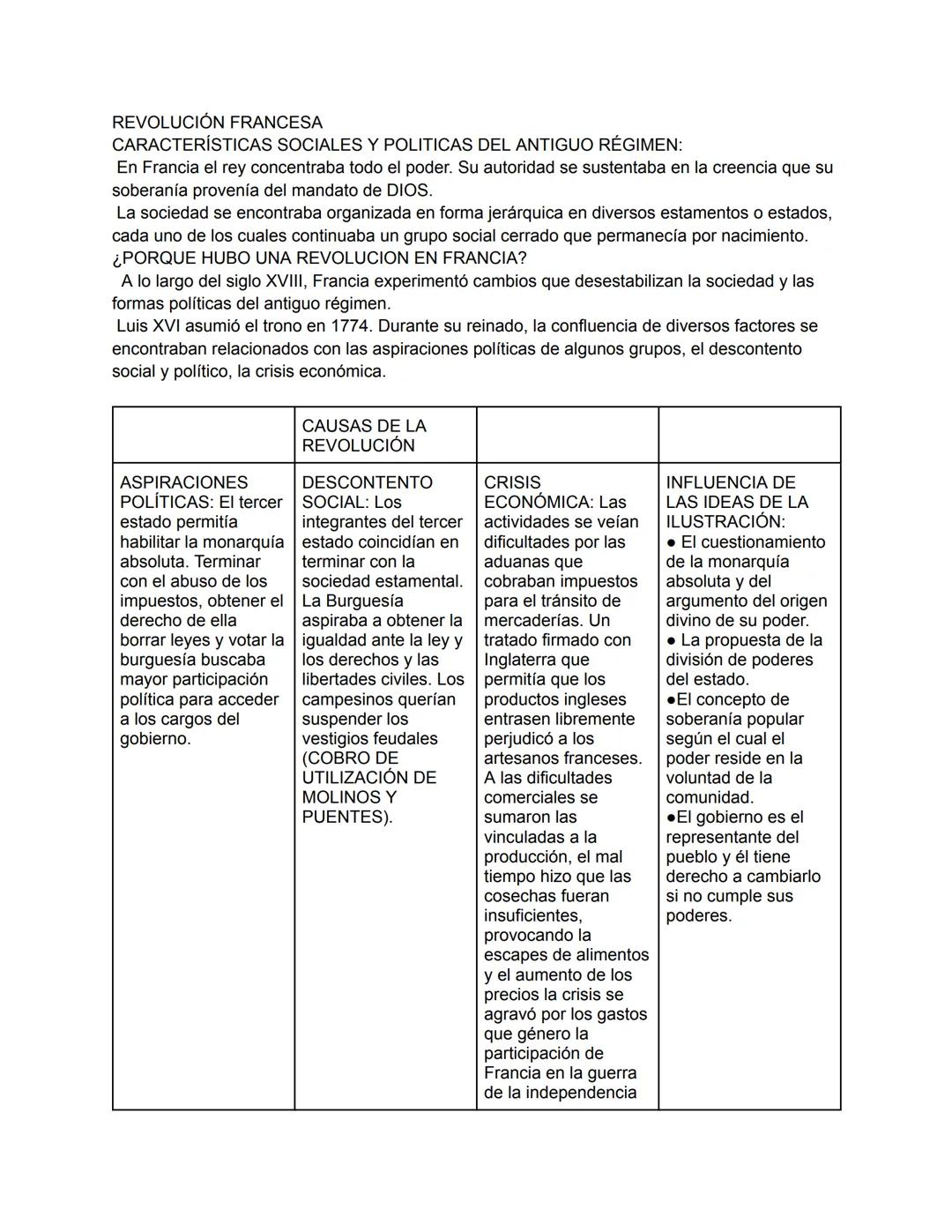 # REVOLUCIÓN FRANCESA
**CARACTERÍSTICAS SOCIALES Y POLÍTICAS DEL ANTIGUO RÉGIMEN:**
En Francia el rey concentraba todo el poder. Su autorid