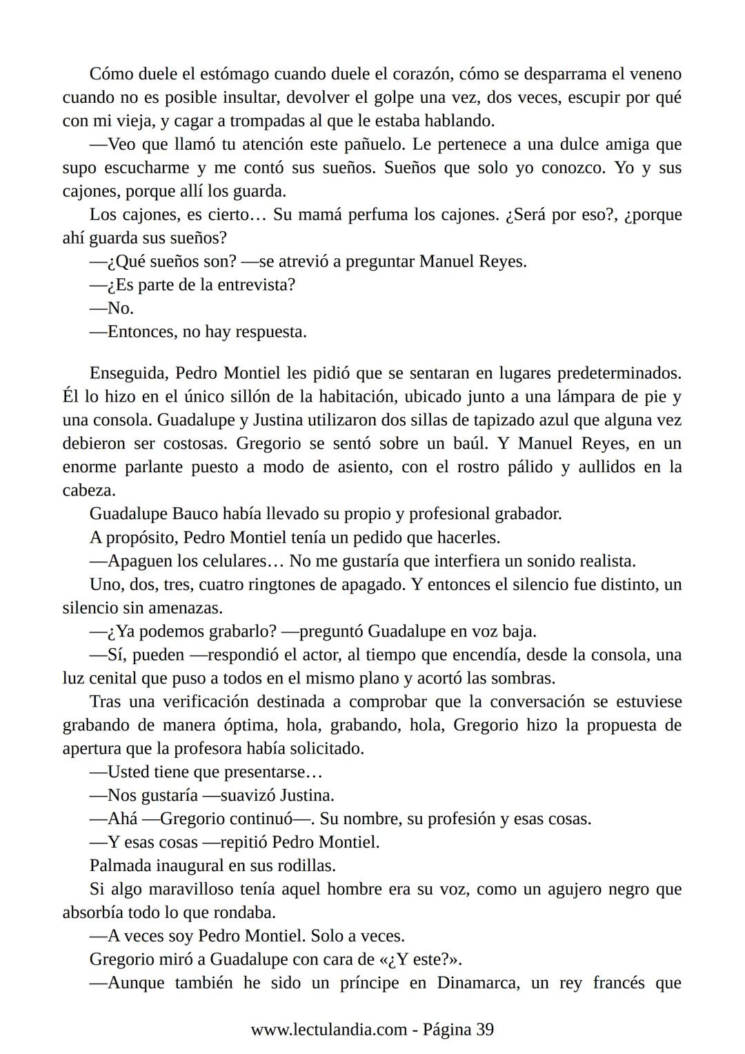 Liliana Bodoc
La entrevista
Lectulandia Cuatro jóvenes que nunca se hubiesen reunido por voluntad propia deben
entrevistar a una persona des