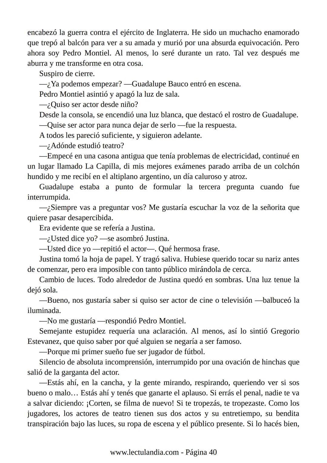 Liliana Bodoc
La entrevista
Lectulandia Cuatro jóvenes que nunca se hubiesen reunido por voluntad propia deben
entrevistar a una persona des