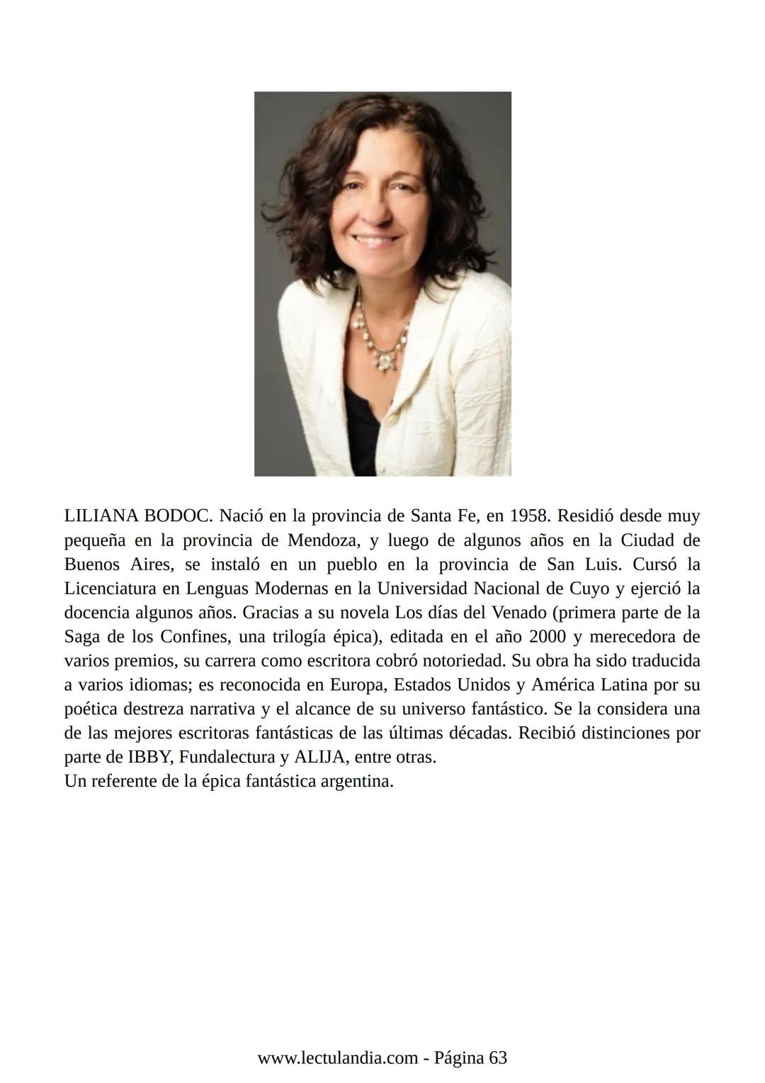 Liliana Bodoc
La entrevista
Lectulandia Cuatro jóvenes que nunca se hubiesen reunido por voluntad propia deben
entrevistar a una persona des