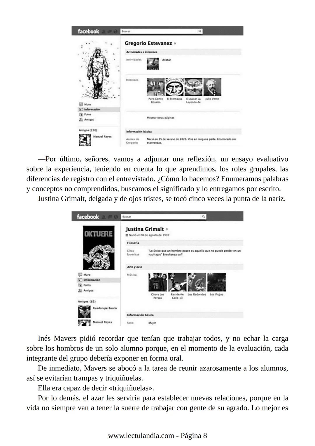 Liliana Bodoc
La entrevista
Lectulandia Cuatro jóvenes que nunca se hubiesen reunido por voluntad propia deben
entrevistar a una persona des