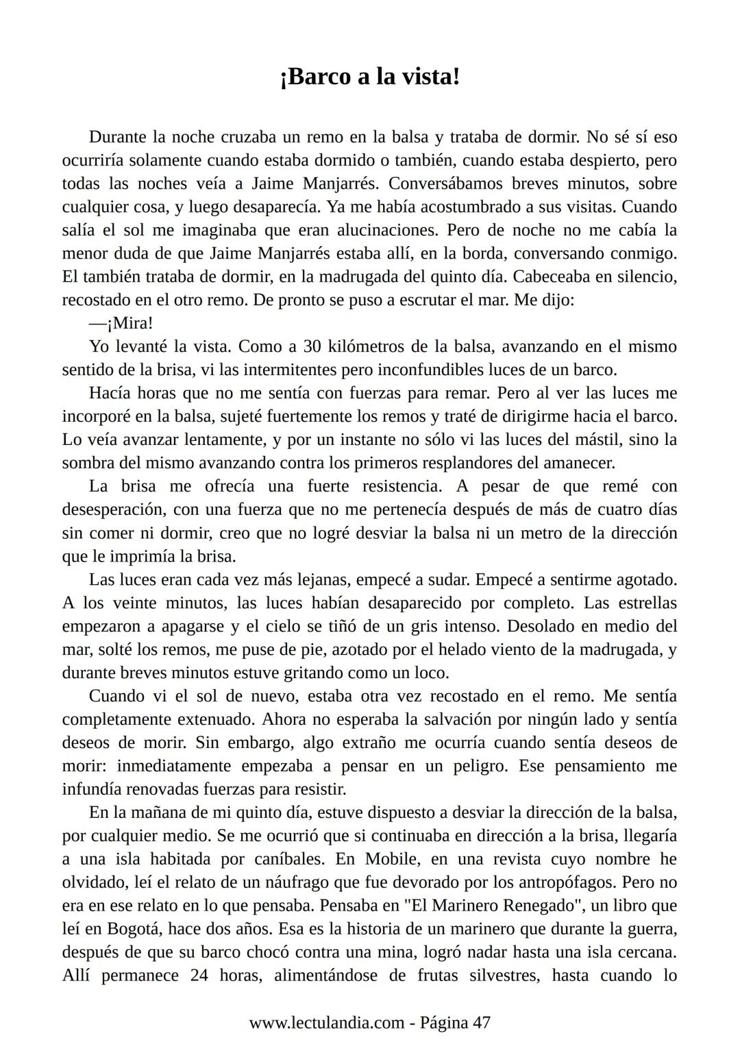Relato de
un náufrago
GABRIEL GARCÍA
MÁRQUEZ
PREMIO NOBEL DE LITERATURA
BESTSELLER
INTERNACIONAL
Lectulandia Gabriel García Márquez se d