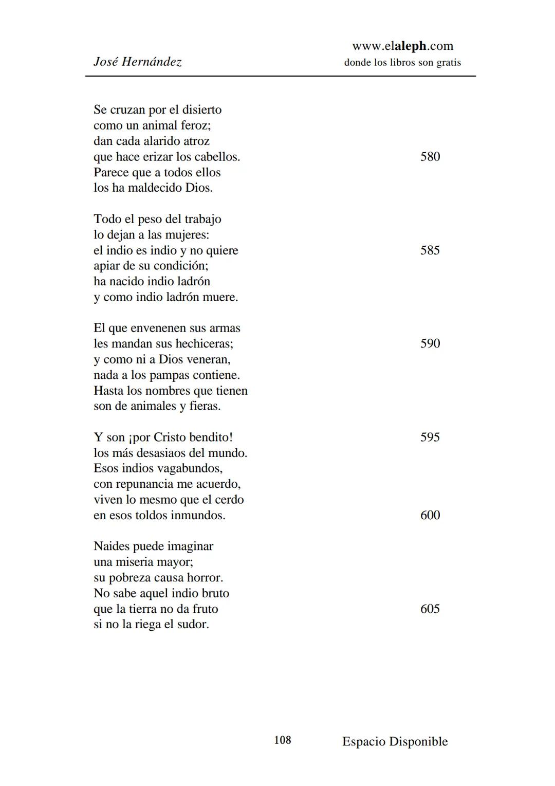# IMPRIMIR
# MARTÍN FIERRO
# JOSÉ HERNÁNDEZ
# Espacio
# Disponible Editado por
e
aleph.com
© 1999 – Copyright www.elaleph.com
Todos lo