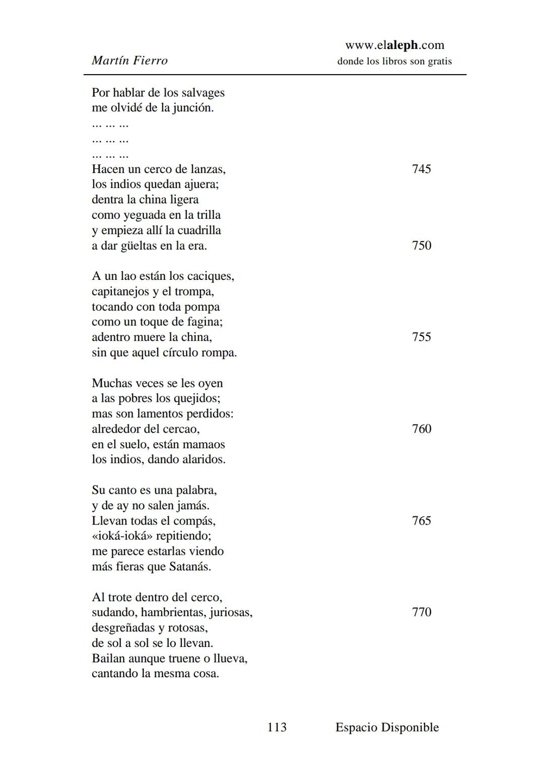 # IMPRIMIR
# MARTÍN FIERRO
# JOSÉ HERNÁNDEZ
# Espacio
# Disponible Editado por
e
aleph.com
© 1999 – Copyright www.elaleph.com
Todos lo