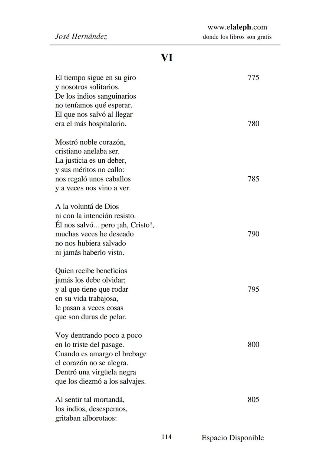 # IMPRIMIR
# MARTÍN FIERRO
# JOSÉ HERNÁNDEZ
# Espacio
# Disponible Editado por
e
aleph.com
© 1999 – Copyright www.elaleph.com
Todos lo
