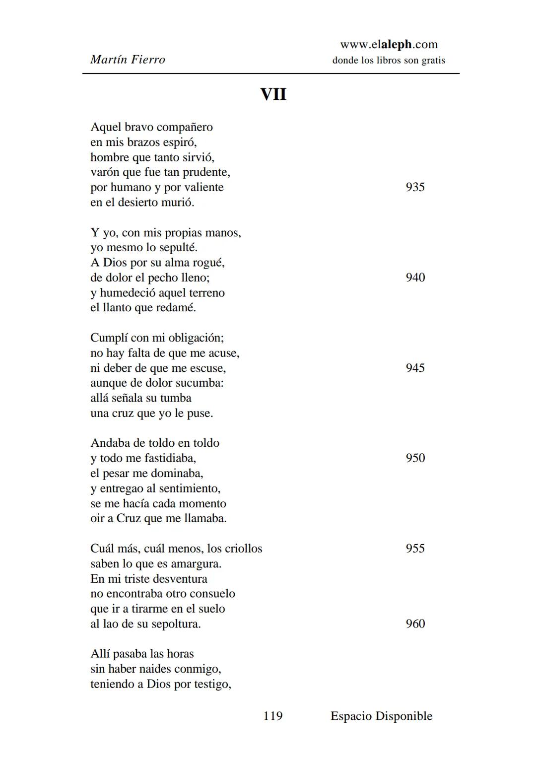 # IMPRIMIR
# MARTÍN FIERRO
# JOSÉ HERNÁNDEZ
# Espacio
# Disponible Editado por
e
aleph.com
© 1999 – Copyright www.elaleph.com
Todos lo