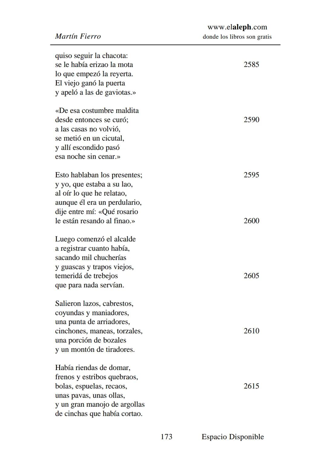# IMPRIMIR
# MARTÍN FIERRO
# JOSÉ HERNÁNDEZ
# Espacio
# Disponible Editado por
e
aleph.com
© 1999 – Copyright www.elaleph.com
Todos lo