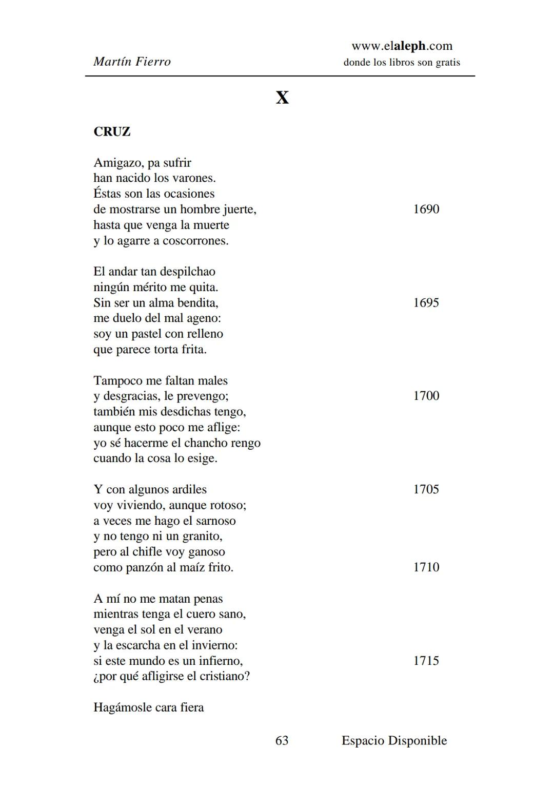 # IMPRIMIR
# MARTÍN FIERRO
# JOSÉ HERNÁNDEZ
# Espacio
# Disponible Editado por
e
aleph.com
© 1999 – Copyright www.elaleph.com
Todos lo