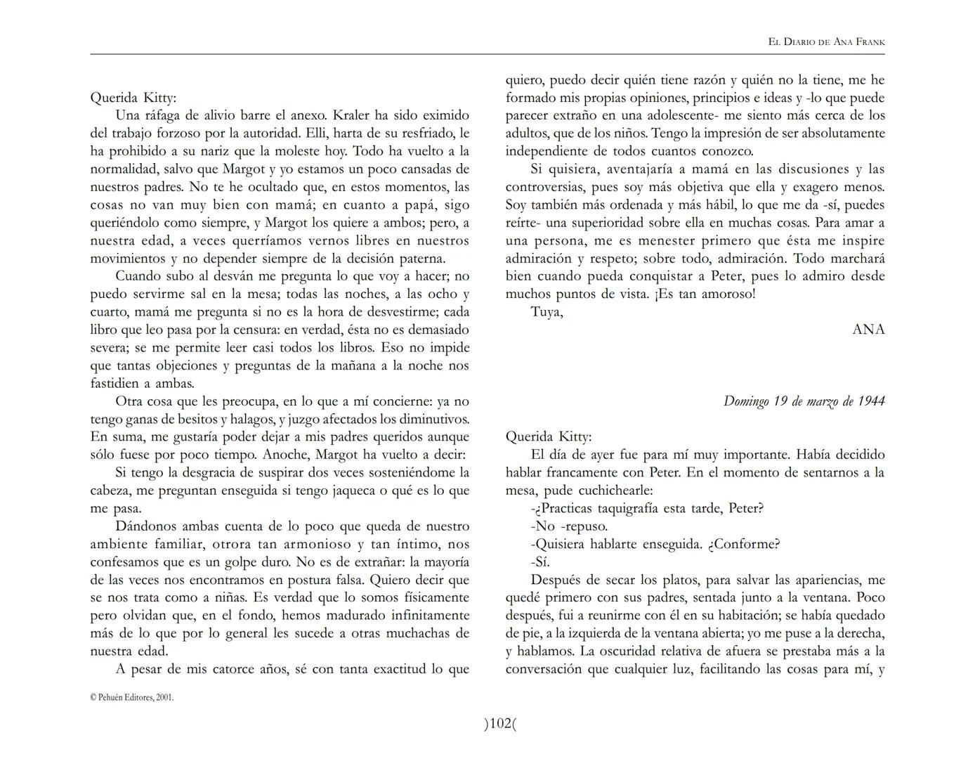 El Diario de
Ana Frank ## EL DIARIO DE ANA FRANK
## NOTA DEL TRADUCTOR
Función de mediar -de intermediar- entre dos mundos, entre
dos univ